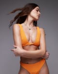[Topshop] Topshop Santorini knot front bikini top in orange-Red 10 ORANGE