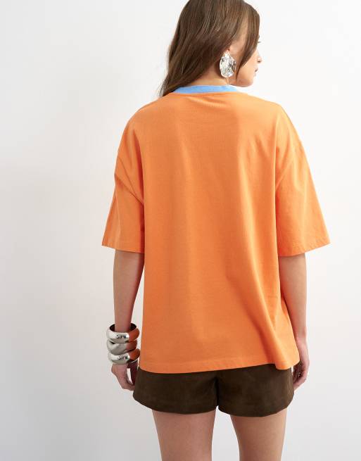 Topshop 'Santorini Nights' T-shirt oversize grafica arancione, 4 di 4