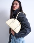 [Topshop] Topshop Saoirse patent shoulder bag in buttermilk-Yellow One Size Buttermilk