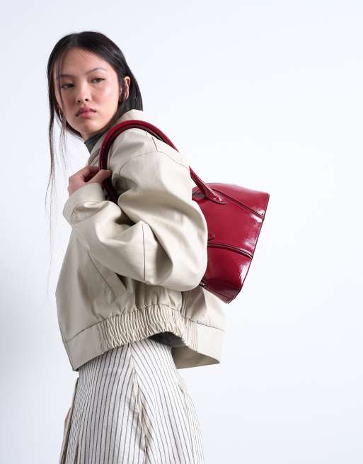 Topshop - Saoirse - Sac porté épaule verni - Bordeaux, 3 de 4