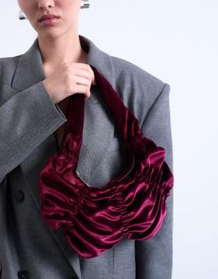 Topshop - Saphire - Schultertasche aus Samt in Pflaume mit Raffung-Lila