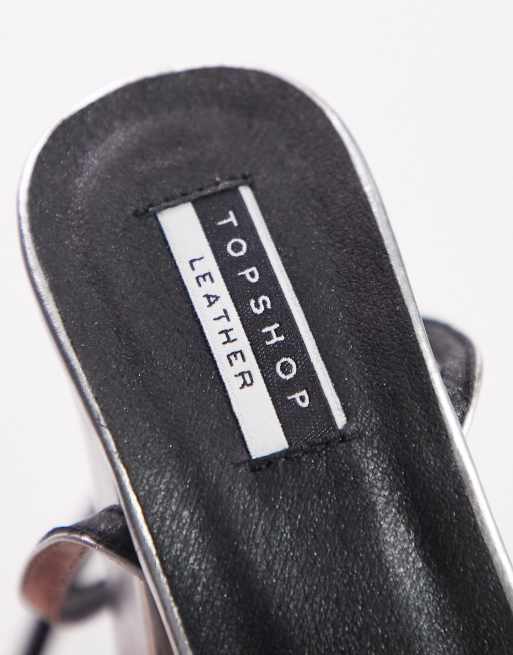 Topshop – Sapphire – Srebrne dwuczęściowe buty na platformie ze skóry premium, 3 z 4
