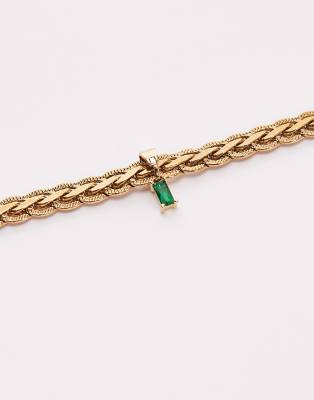 Topshop Sara Waterproof Stainless Steel Chain With Green Pendant