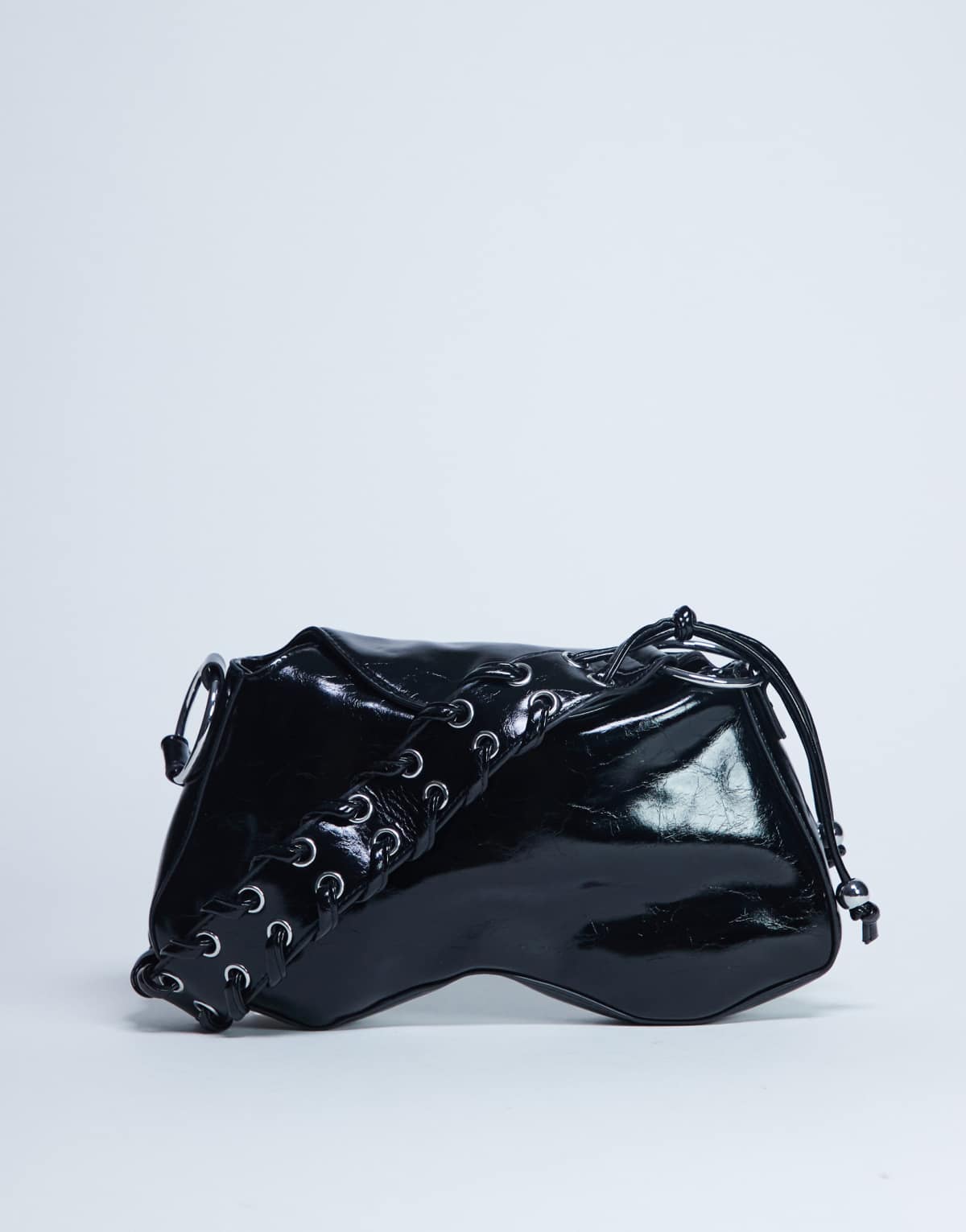 Topshop Sarah whipstitch shoulder bag in black