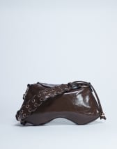 Topshop Sarah whipstitch shoulder bag in chocolate