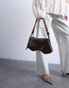Sarah whipstitch shoulder bag in chocolate