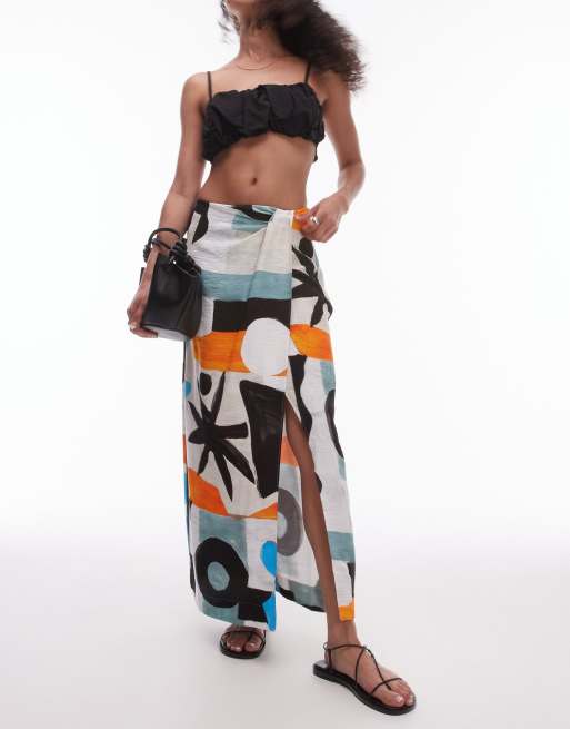 Topshop sarong in multi coloured block star print. 