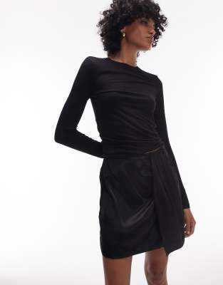 sarong mini skirt in black