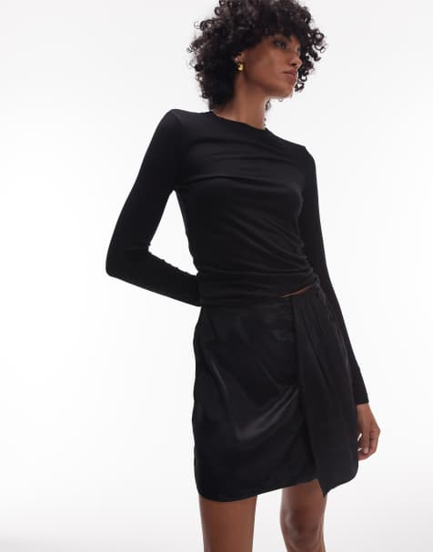 Topshop sarong mini skirt in black - view 1