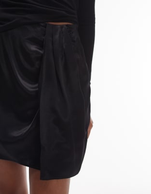Topshop Sarong Mini Skirt In Black