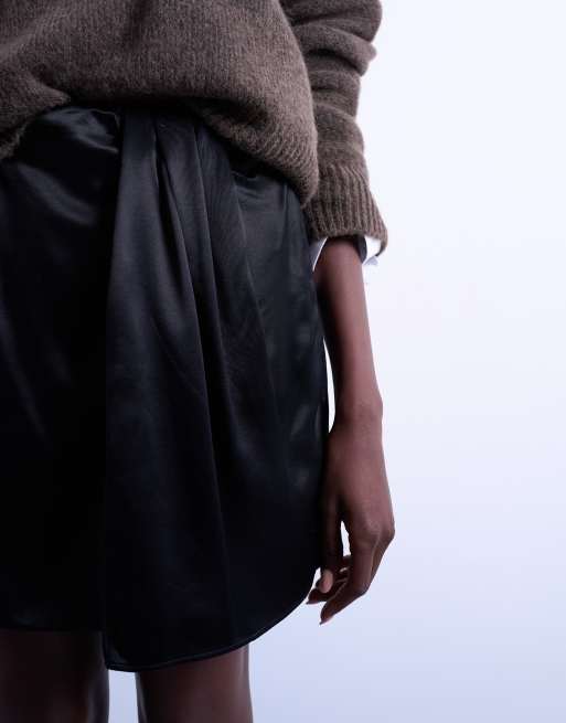 Topshop sarong mini skirt in black, 3 of 5