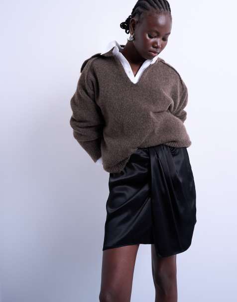 Topshop – Sarong-Minirock in Schwarz - view 1
