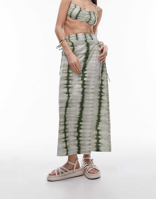 Topshop - Sarong-nederdel med slå-om og grønt batikprint, 2 af 5