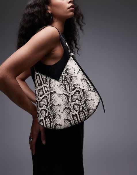 Topshop - Sascha - Borsa da spalla pitonata con design a V - view 1