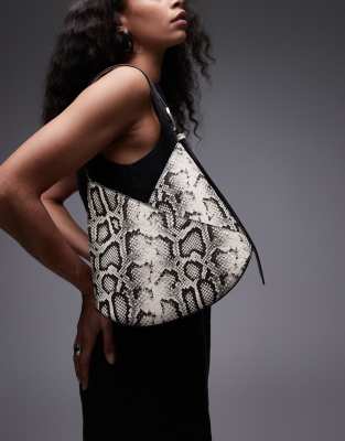 Topshop - Sascha - Schultertasche mit V-Detail und Schlangenmuster-Bunt