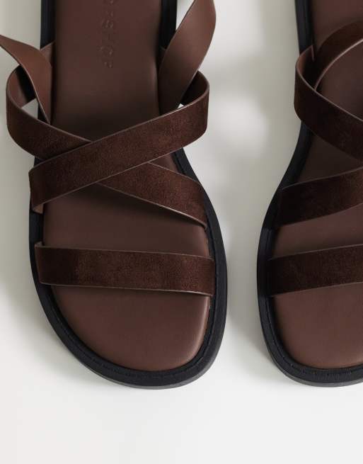 Topshop – Sasha – Chokladbruna, platta sandaler med remmar, 3 av 4