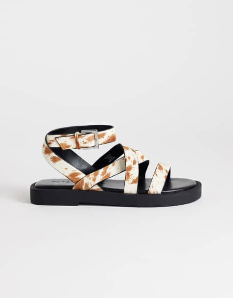 Topshop - Sasha - Flade sandaler med koprint og hår på ægte læder - view 1