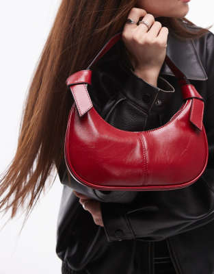 Topshop - Sasha - Schultertasche in Rot mit Knotendetail-Weiß