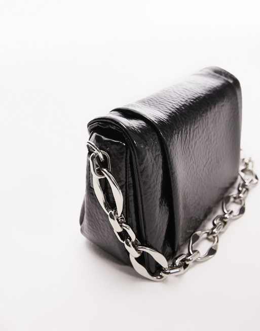 Topshop Sasha shoulder bag with oval chain in black