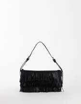 Topshop Sasha small fringe shoulder bag in black