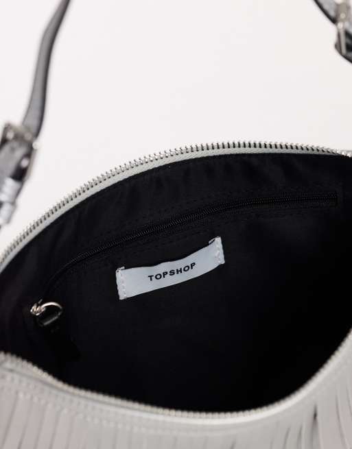 Topshop Sasha small fringe shoulder bag in silver, 2 of 4