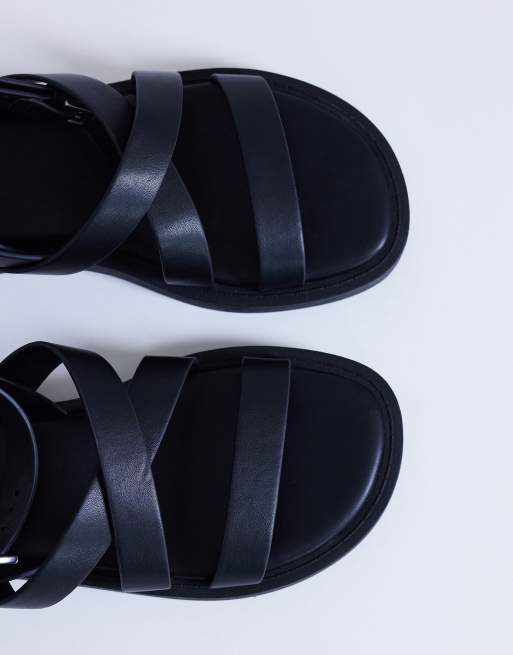 Topshop Sasha strappy flat sandals in black, 2 of 4