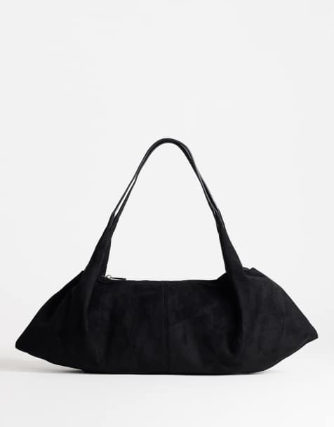 Topshop Saskia grand sac porté épaule en suédine noir - view 1