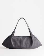 Topshop Saskia large suedette shoulder bag in grey