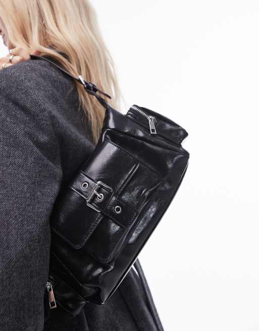 Topshop - Saskia - Sac porté épaule avec poche - Noir, 3 de 4