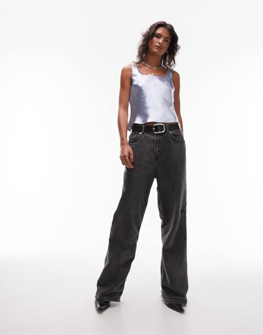 Topshop - Satijnen cami met vierkante hals in zilver, 4 van 4