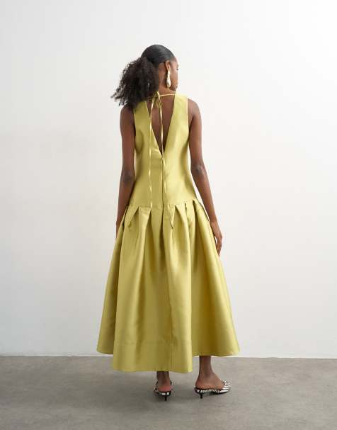 ECDAHICC Avondjurk voor dames, ceintuur, A-lijn, chiffon, bruidsmeisjesjurk, V-hals, elegante lange baljurk, XL