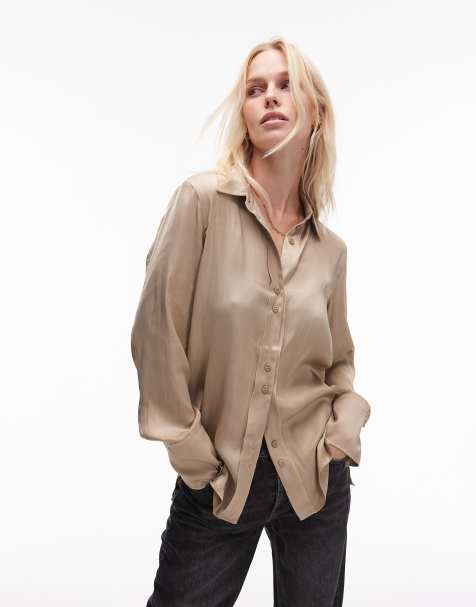 Topshop - Satijnen overhemd in champagne - view 1