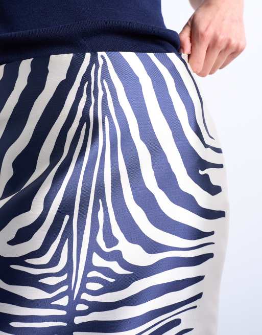 Topshop satin a line midi skirt in mono zebra print ASOS