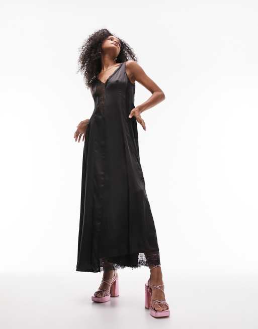 Black satin dress topshop hotsell