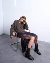 Topshop satin and lace mix hanky hem midi skirt in plum