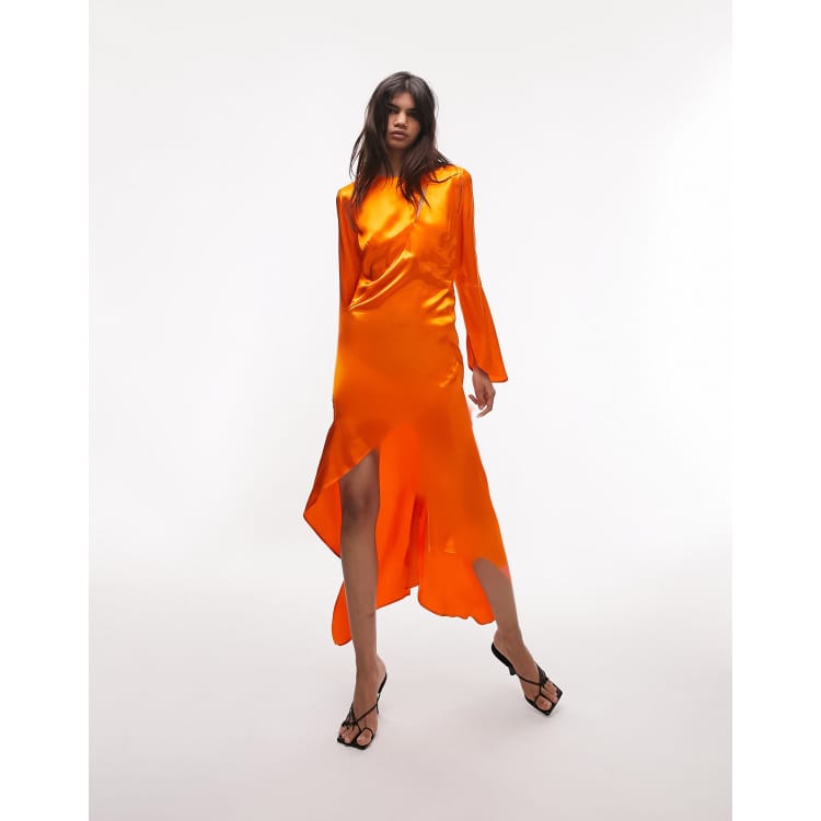 Zara orange clearance dress midi