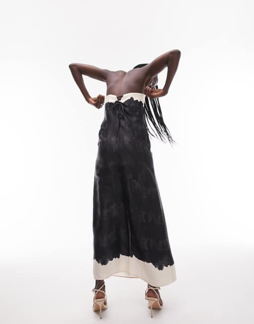 Topshop satin bandeau maxi dress in dye print, 4 of 4