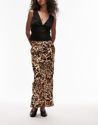 Topshop Satin Bias Cut Maxi Skirt In Multi