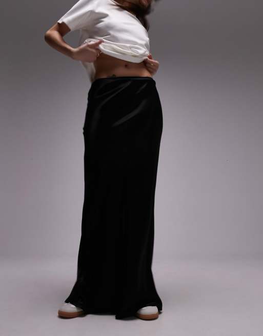 Plain black cheap maxi skirt