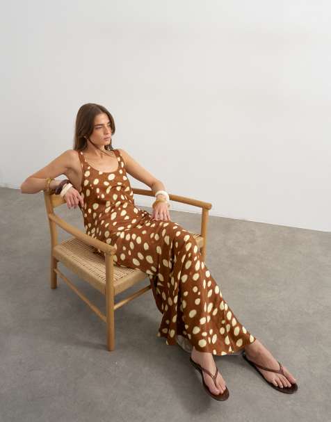 Topshop satin bias maxi skirt in deer print - view 1