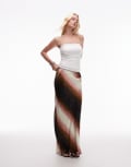 [Topshop] Topshop satin bias maxi skirt in ombre stripe-Multi 16 MULTI