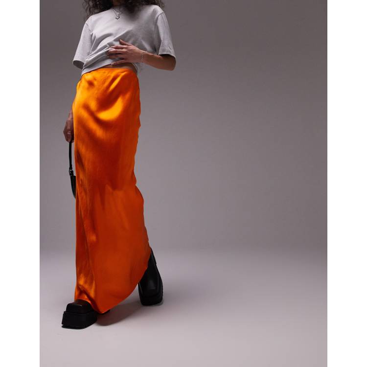 Satin skirt orange store