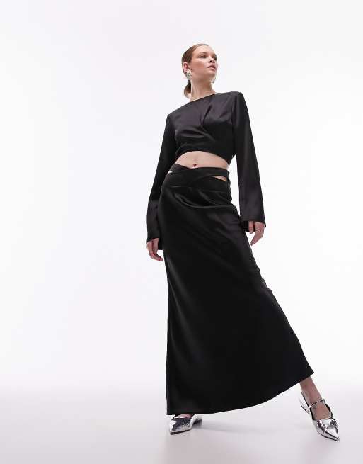 Black satin skirt asos best sale