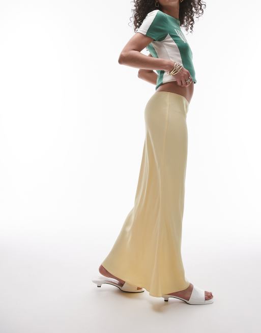 Topshop satin bias midaxi skirt in buttermilk, 4 of 5
