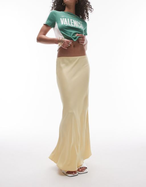 Topshop satin bias midi skirt in buttermilk ClassicfuncenterShops