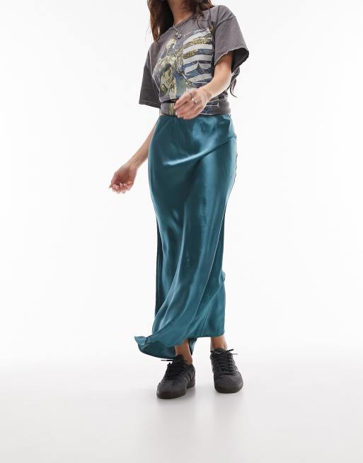 Satin bias midi outlet skirt outfit