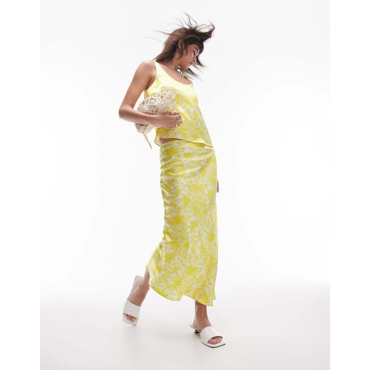 Daisy floral satin bias midi skirt topshop clearance