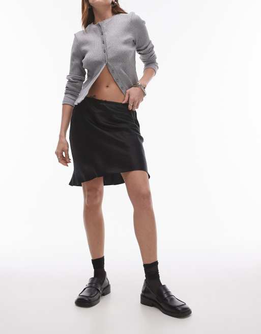 Topshop satin bias mini in black, 3 of 5