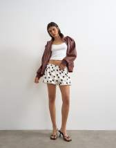 Topshop satin bubble short in polka dot