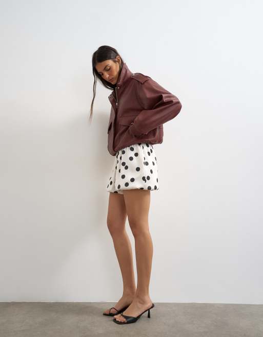 Topshop satin bubble short in polka dot, 4 of 5